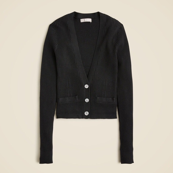 New JCREW Size XXS V-Neck Cardigan Sweater TENCEL Lyocell Blend Black $118 CD219 - Picture 2 of 3